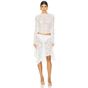 Lioness Hamptons Midi Skirt in White Lace